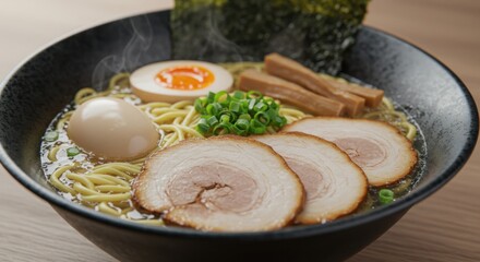 Bowl of ramen with egg and pork