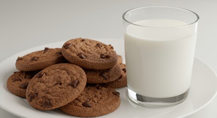Glass of milk with cookies