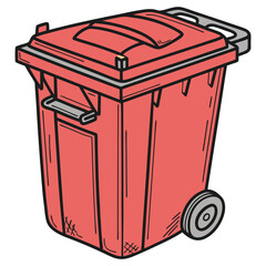 Red Recycling Symbol with Person Using Dustbin