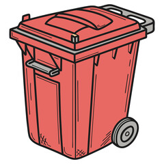 Red Recycling Symbol with Person Using Dustbin