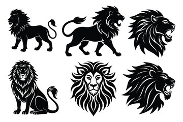 Majestic Lion Face and Full Body Vector, Tribal Style Graphics
