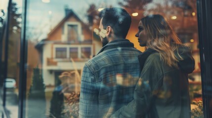 Obraz premium Couple looking at a house