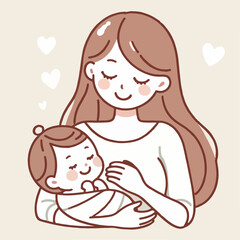illustration of mother and baby