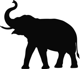 Obraz premium Elephant Silhouette Walking Vector Black and White