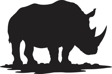 Rhino Silhouette on Rocky Ground Vector