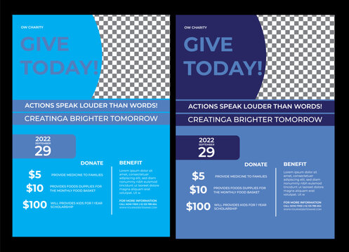 Charity Flyer it color is a Charity Fundraising Flyer Template Help and Donate Today. set of print flyer or poster template for Charity fundraising event  social media post flyer template