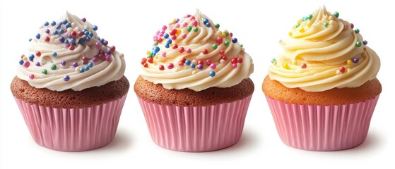 Delightful Cupcakes with Colorful Frosting and Festive Sprinkles