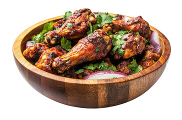 Chicken leg / drumstick curry or Murg Tangri/tangdi masala. Served in a bowl over moody background. Selective focus