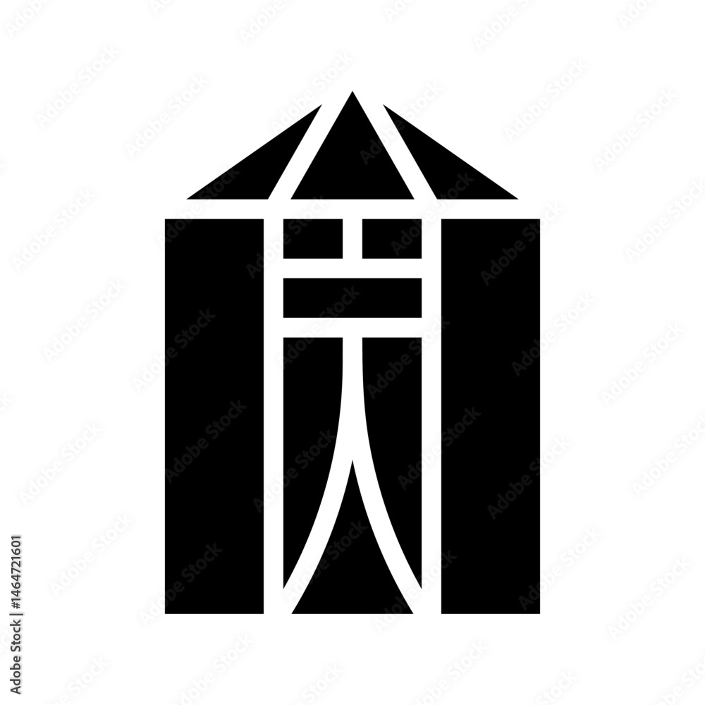 Aufkleber geometric symbol: abstract architecture representation of shape, symbolism and design