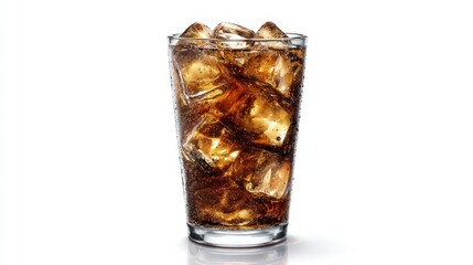 Refreshing Glass of Soda with Ice Chunks for Thirst Quenching Delight