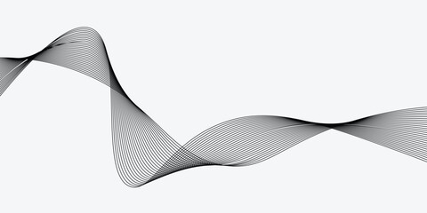 Abstract vector banner with grey wavy lines