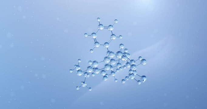 Sofosbuvir rotating molecular structure, 3d model of antiviral medication
