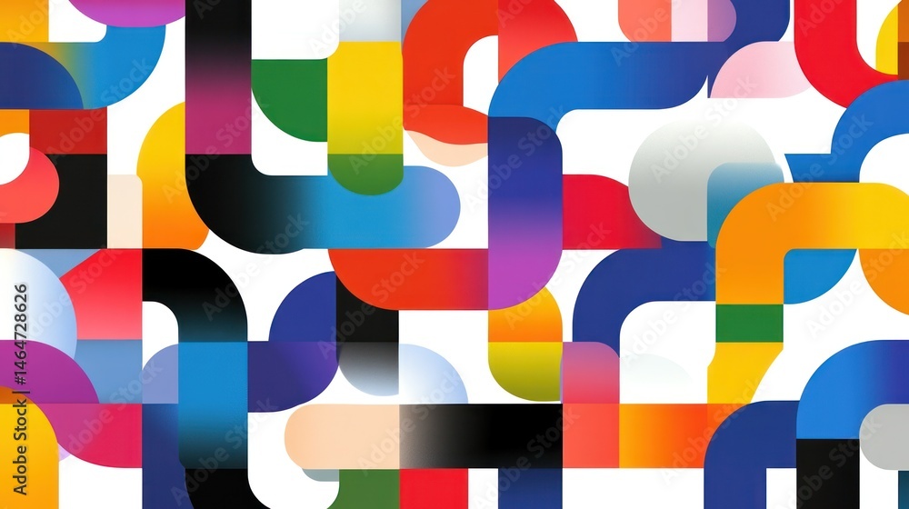 Poster colorful geometric abstract background design with rounded shapes and vibrant color palette
