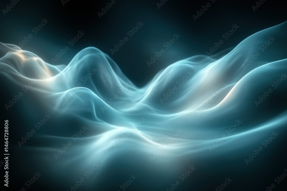Poster soft abstract waves with light and shadow effects in a dark background