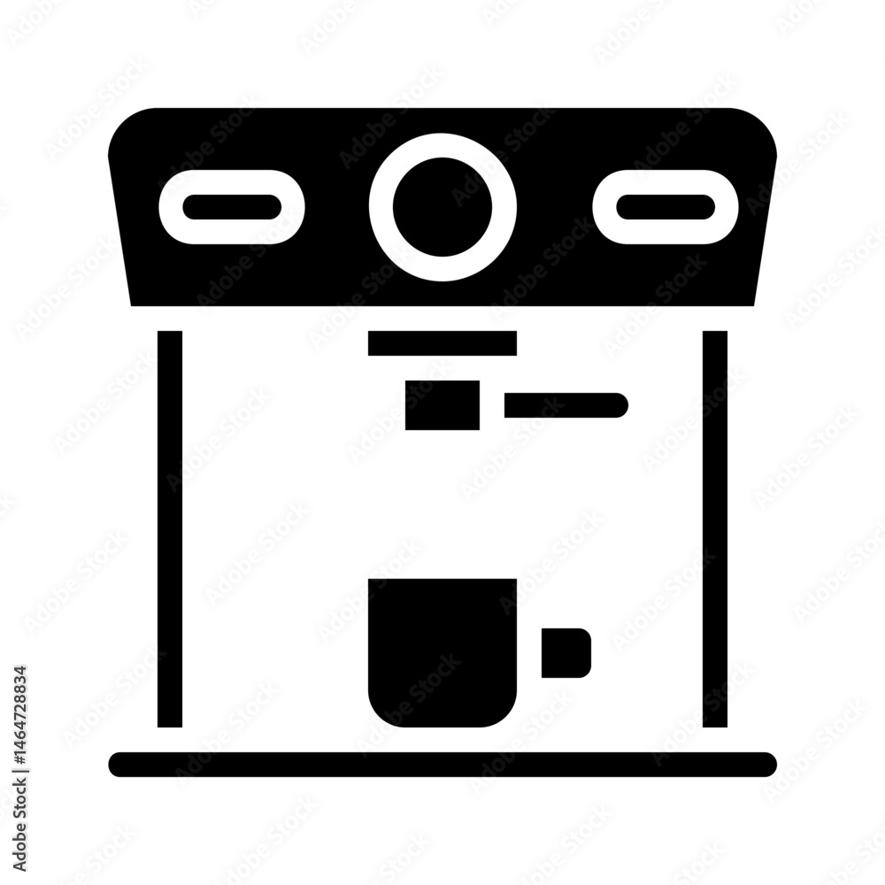 Poster stylized espresso machine icon depicting automated coffee brewing simplicity