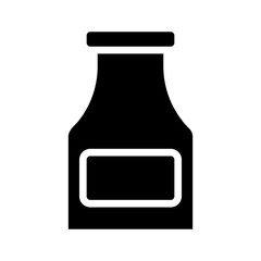 Stylized bottle silhouette with a distinctive rectangular label outline