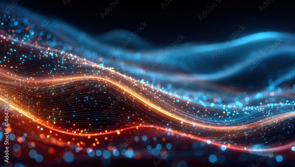 Poster abstract glowing digital waves background in vibrant colors for creative design projects and modern 