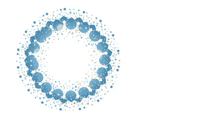 Circular Blue And Gold Frame Design With Scattered Particles