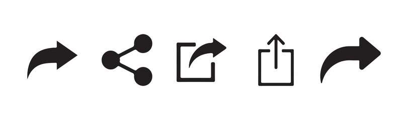 Black share icon set. Share arrow, link, connection icon. Vector Illustration EPS 10
