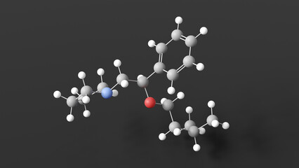 amixetrine molecule 3d, molecular structure, ball and stick model, structural chemical formula anti-inflammatory