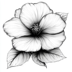 Fototapeta premium high-contrast black flower outline on white background