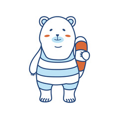 浮き輪を持つシロクマのイラスト（カラー・PNG）