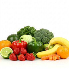 fruits and vegetables isolated white background