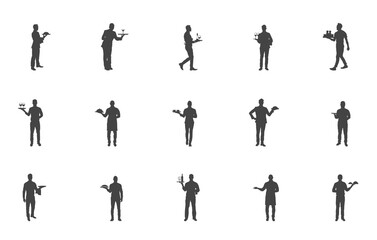 Waitress svg, Waitress silhouette, Restaurant waitress silhouette, Restaurant waitress svg, Waitress vector set.
