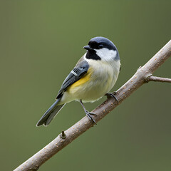 Fototapeta premium Stunning Close-Up of a Yellow-Rumped Tit on a Branch