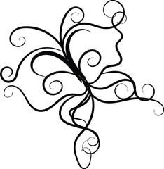 Elegant Black Swirl Design Element for Invitations and Decorations
