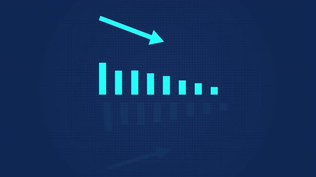 Abstract 3D, business graph icon animation background. Business Financial Growing Business Income and Losing Income   business graph chart  unsuccess, dicresed concept animation on grid background.