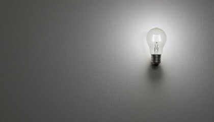 Light bulb illuminating a textured wall surface.