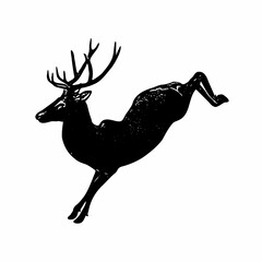 A detailed hand-drawn vector illustration of a running deer in silhouette. This vintage-style engraving is ideal for hunting themes, outdoor designs, or wildlife posters.