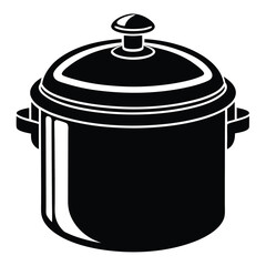 Isolated black covered cooking pot with two handles showcases simplicity and kitchen readiness