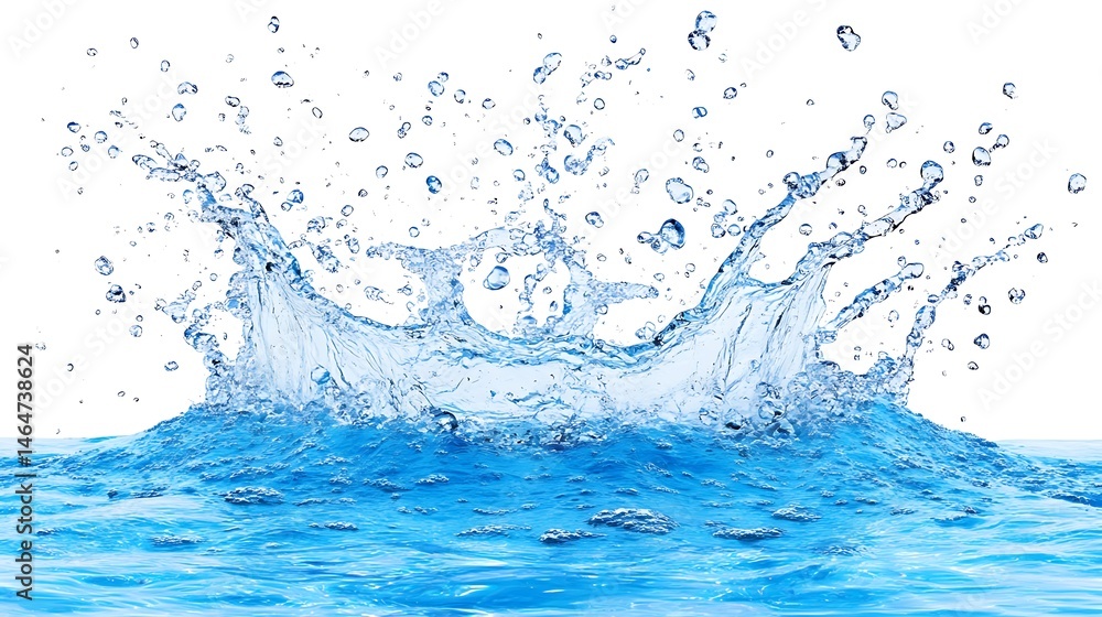 Poster a dynamic splash of water creating a beautiful display