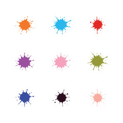 set of colorful watercolor splash stains isolated on white. colorful ink splashes. Rough smears and stains. High quality manually traced. Drops blots isolated. Vector isolated elements set.