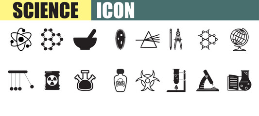 Set of vector line icons related to science lab equipment, chemistry and medicine. Symbols for website or app ui, logo design