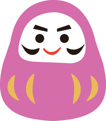 ピンクのだるまのイラスト