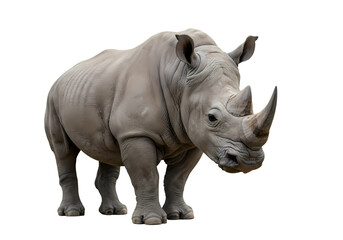 Obraz premium Powerful White Rhinoceros Wildlife Photo isolated on white background