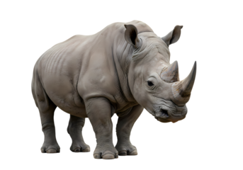 Powerful White Rhinoceros Wildlife Photo isolated on white background