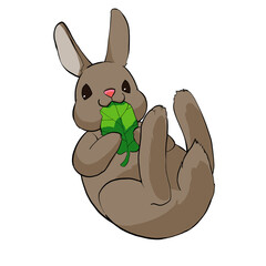 転がっているうさぎのイラスト