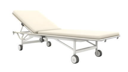 Professional Portable Hospital Bed Isolated on Transparent Background for Medical Use