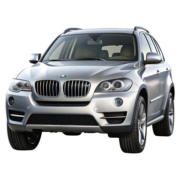 silver bmw x5 front angle view isolated