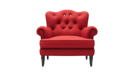 Modern Red Chair Isolated on Transparent Background for Interior Design Concept