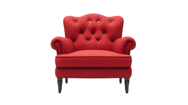 Modern Red Chair Isolated on Transparent Background for Interior Design Concept