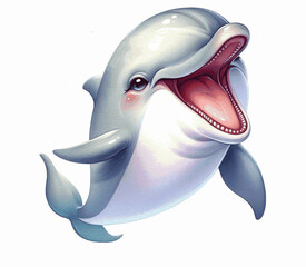 Merry Marine dolphin laughing happily isolated watercolor vector illustration svg © Arun168