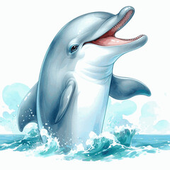 Watercolor Whimsy dolphin laughing happily isolated watercolor vector illustration svg © Arun168