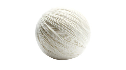 White Cotton Threads Entwined Sphere on Transparent Background