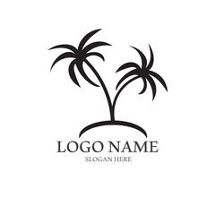 Obraz premium Palm tree summer logo template