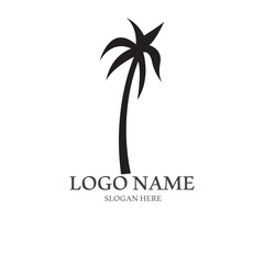 Obraz premium Palm tree summer logo template